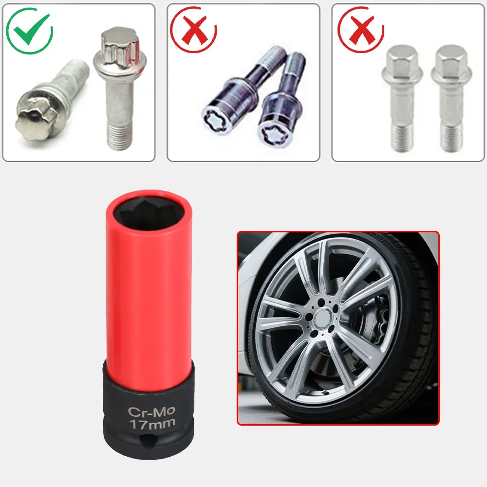 

Car Wheel Lock Nut Removal Wrench Tire 17mm Protect Repair Tool Anti-theft Screw Disassembly Sleeve for Mercedes Benz S Series