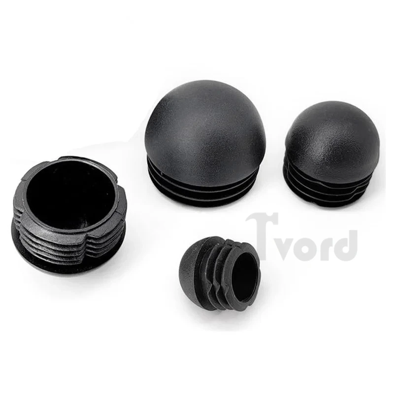 Domed Round PE Plastic Black Blanking End Caps Tube Pipe Inserts Plug Sleeve Protect Cover 13 16 19 20 22 25 28 30 32 35 38-76mm