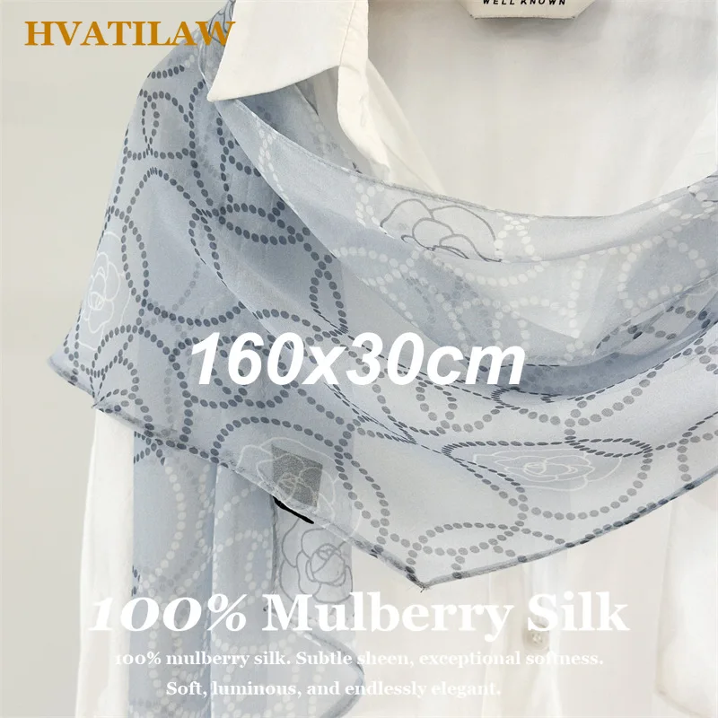 

Luxury 100% Mulberry Silk Scarf Women 160x30cm Long Pure Silk Neck Scarf Elegant Wrap Shawl Foulard Gift for Ladies Poncho Stole