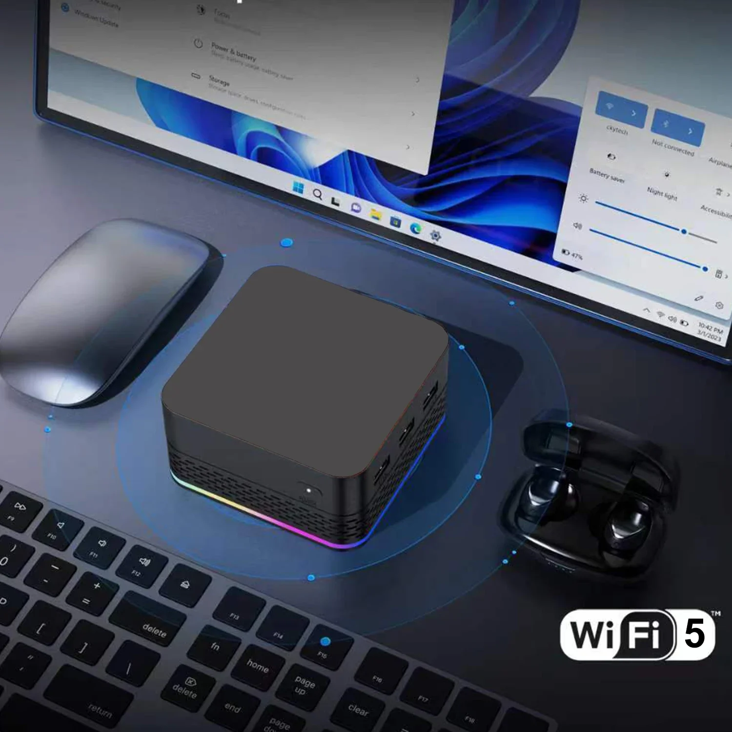 T9 Mini PC Intel N95 16GB LPDDR SSD 256/512GB/1TB Windows 11 Pro Computer tascabile a 4 core Dual LAN Tre PC desktop HD-MI