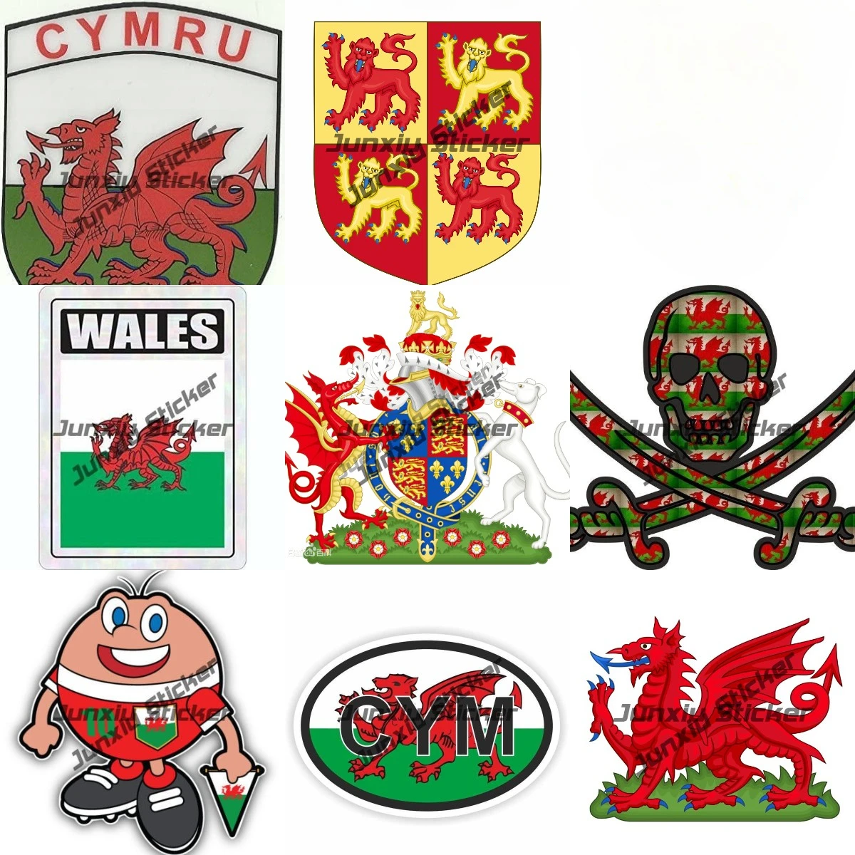 Red Dragon Badge of Wales Decals Gwyneth County, Wales Waterproof Sticker Wales Vinyl Decal Sticker for Car The Whole Body