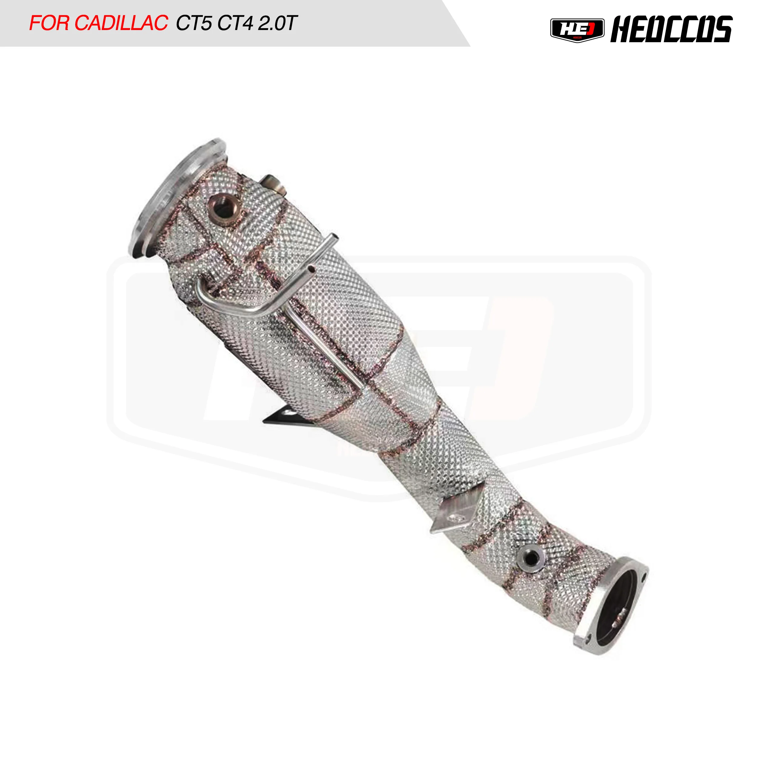 HEO High Quality SS304 Stainless Steel Exhaust Downpipe For Cadillac CT5 CT4 2.0T Catted Downpipe With Heat Shield