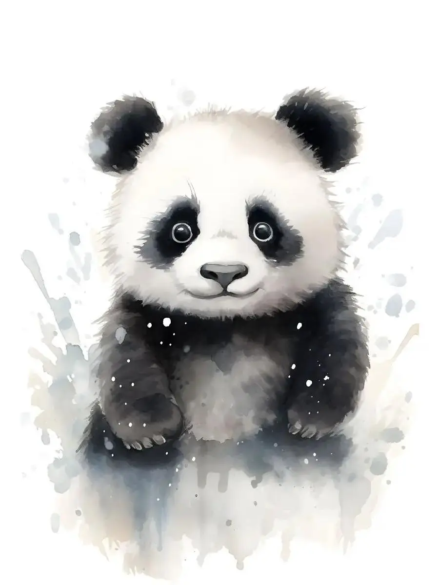 Modern Cartoon Panda Canvas Wall Art | Cute & Funny Abstract Animal Painting for Living Room Decor