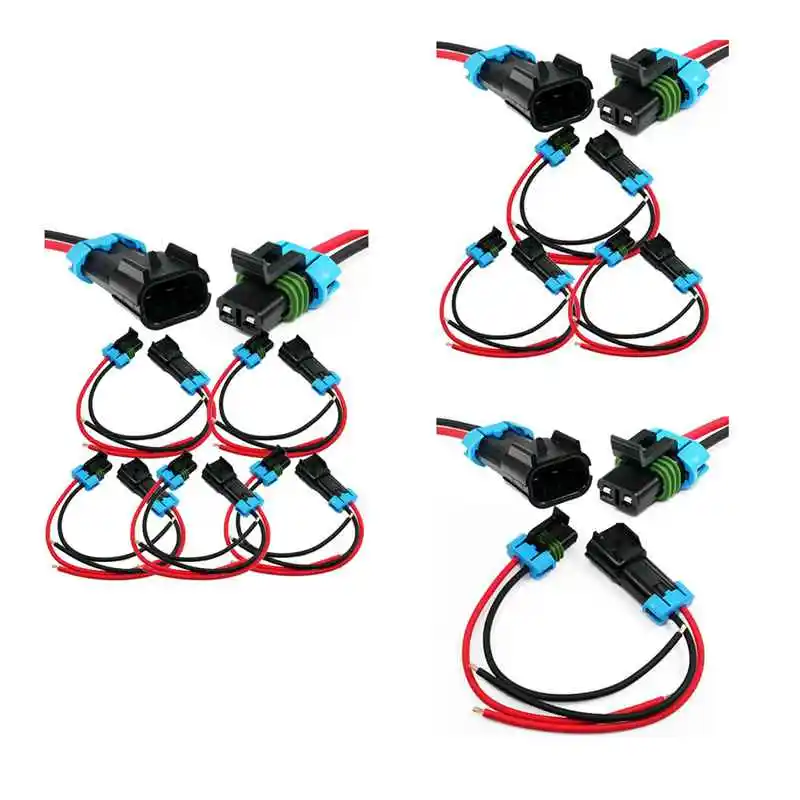 5-Pack Metri-Pack 2-Pin 30 Amp, 280 Series Connectors Multi-Function (Male To Female Pigtail 12GA) Durable Easy To Use