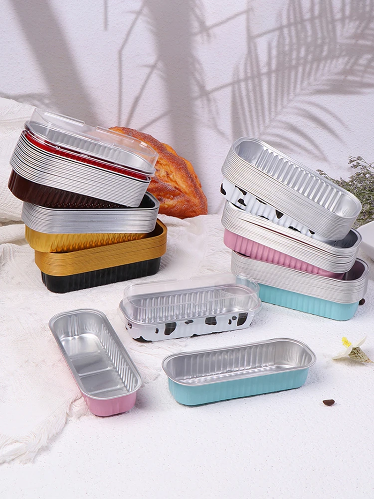 Mini casseroles à pain réutilisables avec ou sans légumes, moules à muffins rectangulaires en aluminium, 6.8oz, 10 pièces