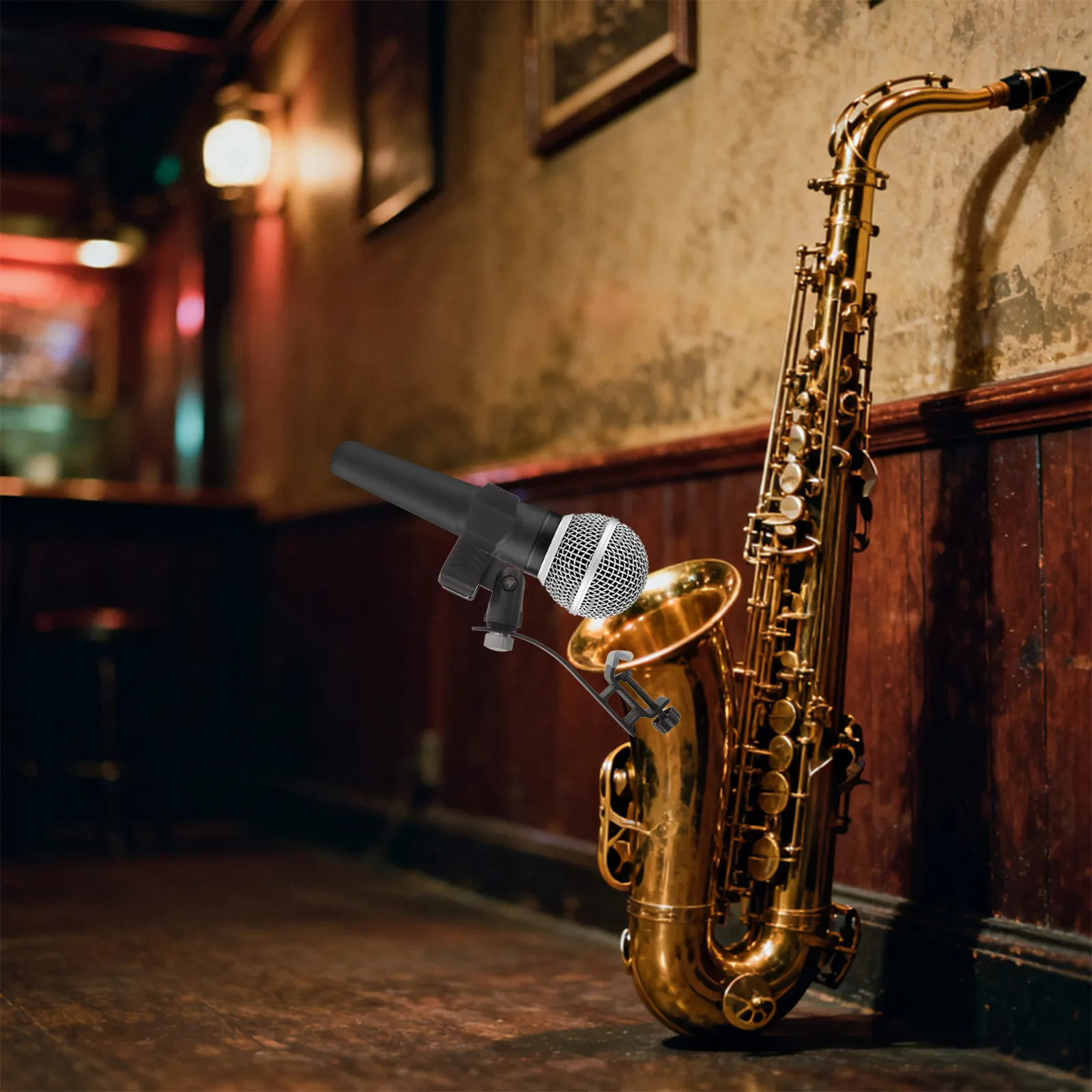 

Комплект из 1 шт.: Крепление-зажим для микрофона для саксофона, прочное, устойчивое к ржавчине, для сцены, студии, репетиций, для микрофонной стойки