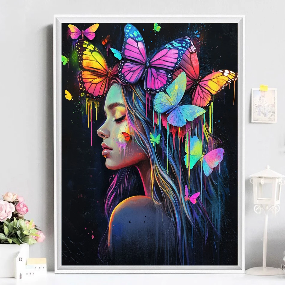 GATYZTORY Diy Painting By Numbers For Adults Kits Acrylic Paints Abstract Girl Picture On Canvas Handwork For Home Wall Art Deco