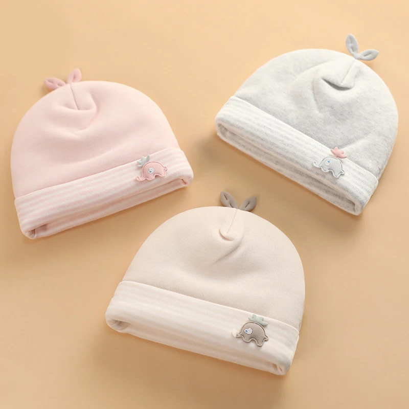 0-3 Months Baby Hats Newborn Beanie Winter Warm Thicker Cotton Soft Elastic Baby Cap for Girls Boys Infant Bonnet Accessories