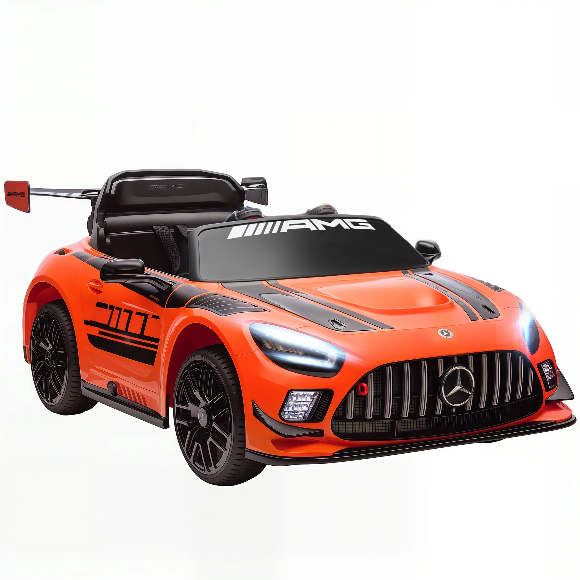 AIYAPLAY Coche Eléctrico para Niños Mercedes-AMG GT3 Evo con Mando a Distancia Motor Doble Ruedas Auxiliares Asa Música