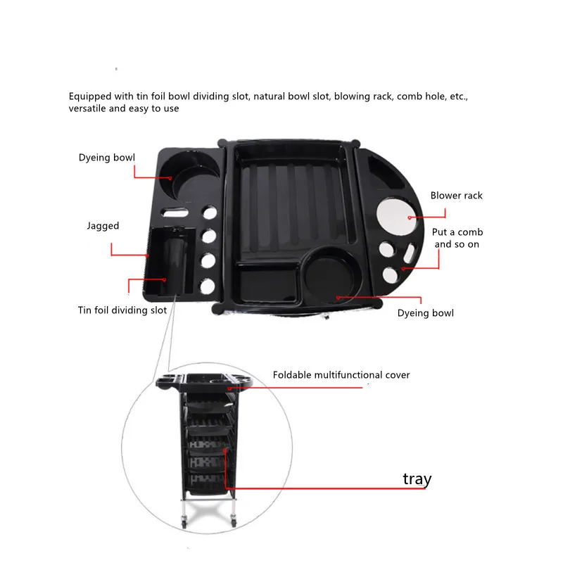 Hairdressing Lockable Trolley For Salon Plastic Hair Salon Trolley Cart Rolling Cart Trolley With Drawers Salon Furniture