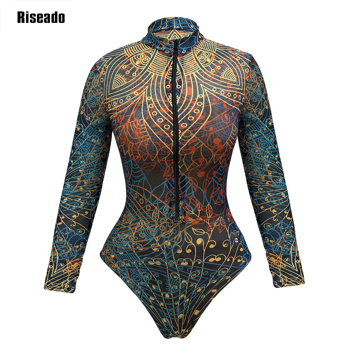 Mesh Swimsuit Long Sleeves Sexy One Piece Slimming Bathing Suit High Neck Surfing Swimdress Smart Woman Beach Clothes Big Size