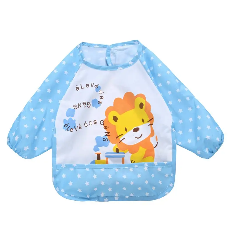 Infant Toddler Waterproof Eating Smock Baby Cartoon Long Sleeve Art Apron Feeding Bib for Boys Girls Soft Baby Bibs Burp Clothes