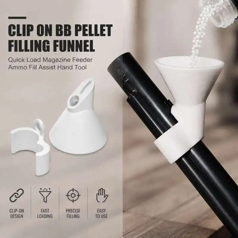 Clip On BB Pellet Filling Funnel Quick Load Magazine Feeder Ammo Fill Assist Hand Tool