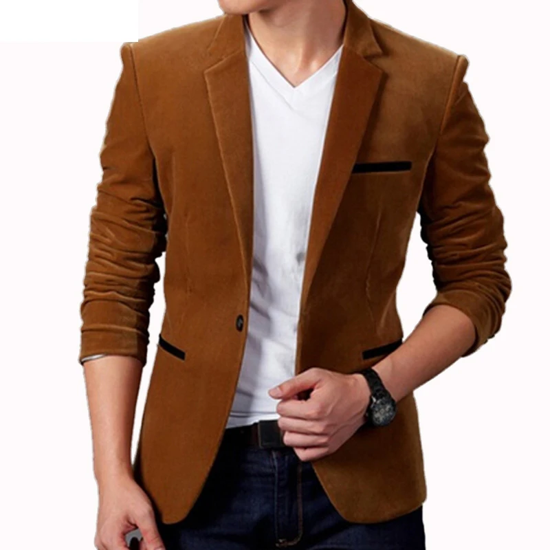 

Men High Quality Slim Fit Corduroy Jacket Men Woon Blends Jacket Plus Size Smart Casual Coat Spring Autumn Men Blended Jacket