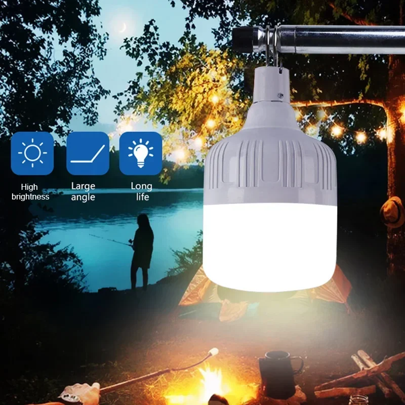 Luz LED de emergencia recargable por USB para barbacoa, Bombilla de emergencia portátil para exteriores, luz de batería (1/5/10 piezas)