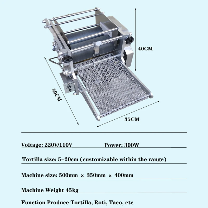 Hot Sale Electric Automatic Flour Corn Tortilla Wrapper Flat Bread Making Producing Baking Machine Corn Taco Maker Machine