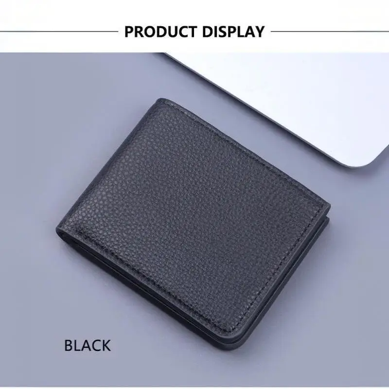 Retro Minimalistisches PU-Leder Herren-Portemonnaie Schwarz Kaffee Große Kapazität Mehrere Taschen Zweifach Faltbarer Ausweishalter für Männer und Frauen – Detail 9