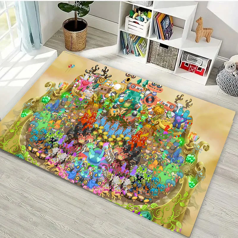 My Singing M-Monsters Video Game Cartoon Area Rug,Carpet for Home Living Room Bedroom Sofa Doormat Decor,kids Non-slip Floor Mat