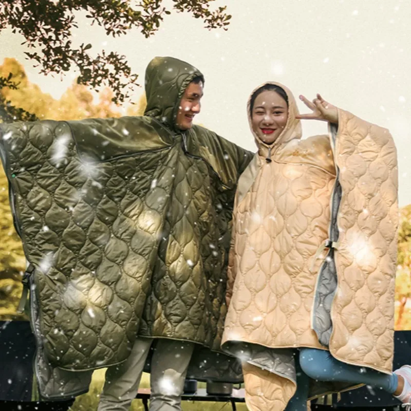 Nylon Fabric Outdoor Adult Sleeping Bag Autumn Winter Multi-functional Camping Warm Bag Blanket Wearable Camp Sleeping Gears