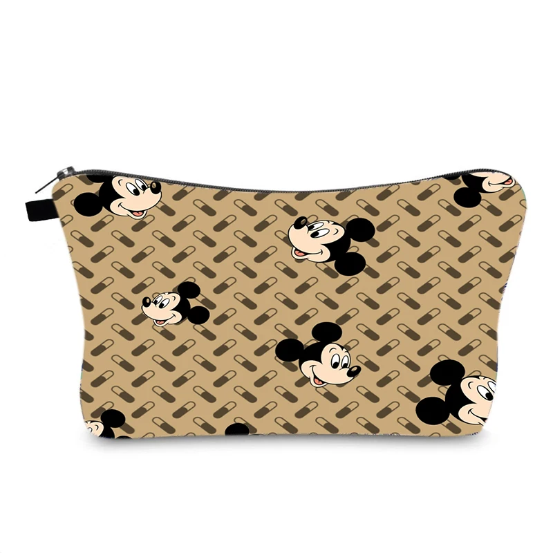 Disney Women\'s Makeup Bag Anime Mickey Mouse Minnie Print Cosmetic Storage Bag Multifunction Card Holders for Girls Cotton Purse