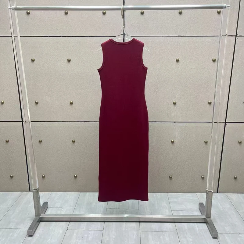 Damska sukienka patchworkowa z gwintem, okrągły dekolt, bez rękawów, sukienka midi, wysokiej jakości bawełniana sukienka, lato, nowość, 2025