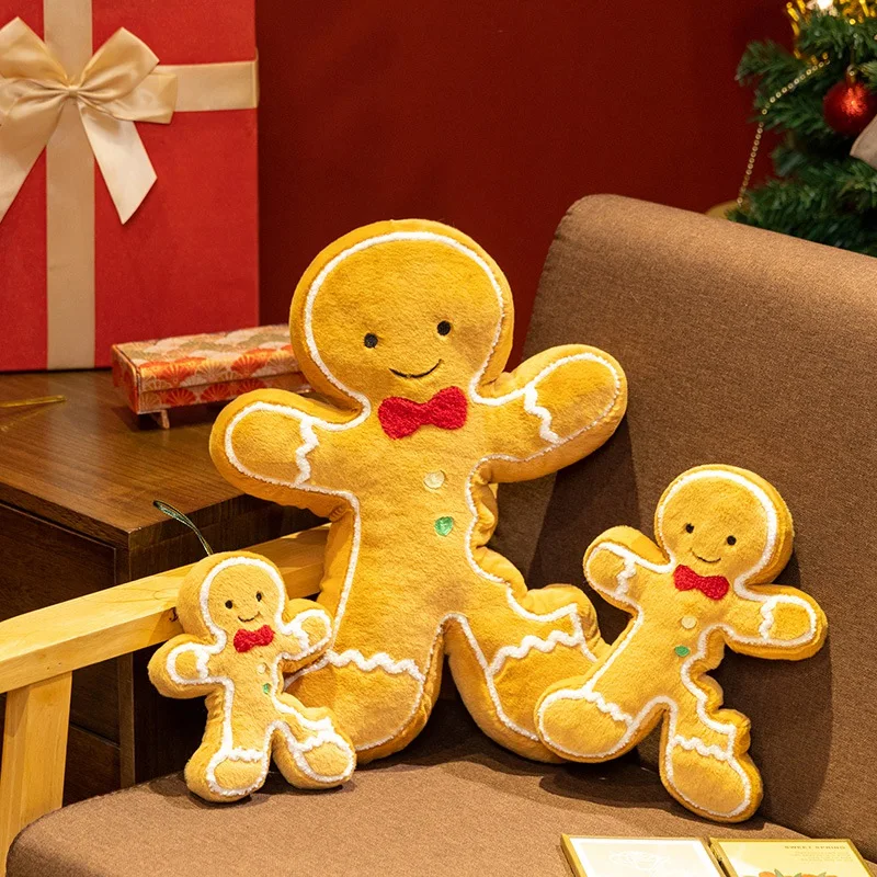 17-40cm Cartoon Creative Gingerbread Plush Doll Pentant Piece Bite Biscute Cookie Plush Toy Home Decor Christmas Gift For Kids