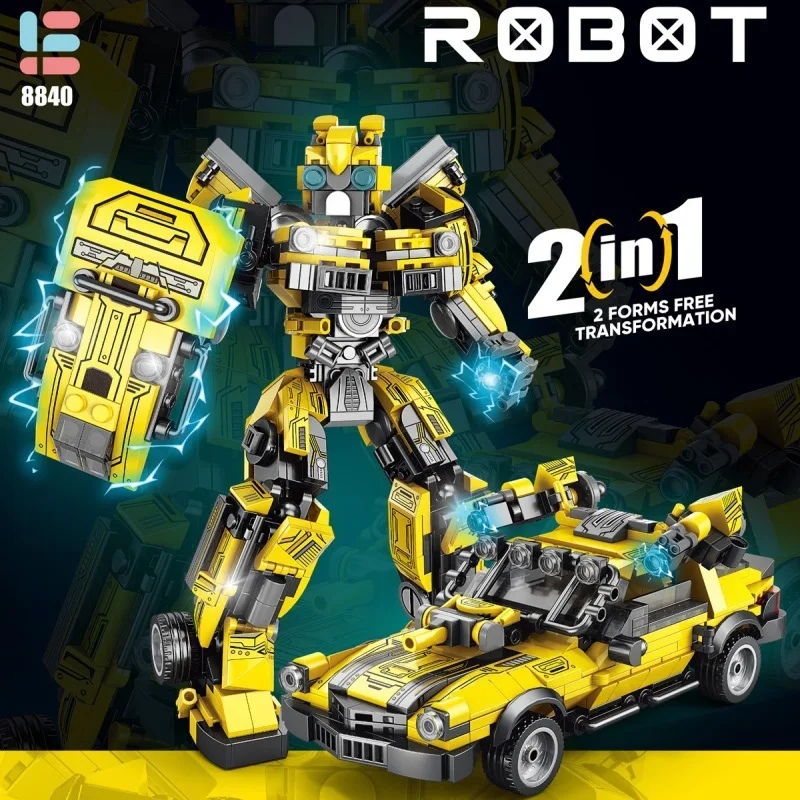 Autobots Decepticons Building Blocks Transformation Robot Children Educational Assembly Car King Kong Brick Assemble Toy Gift