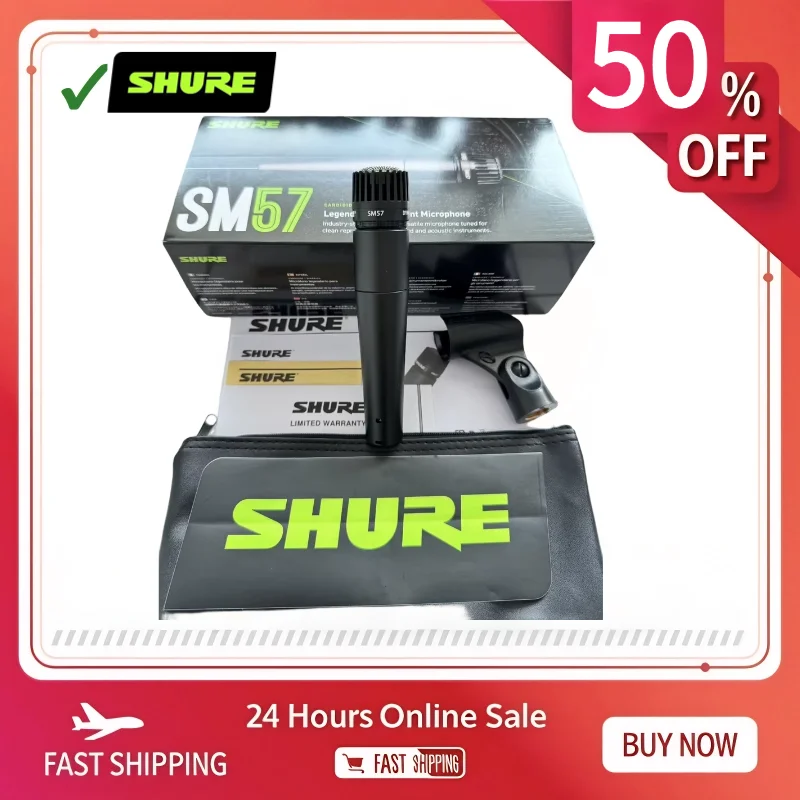 ميكروفون ديناميكي أحادي الاتجاه احترافي أصلي من Shure SM57 سلكي معدني لأداء غناء الكاريوكي على المسرح المباشر #1