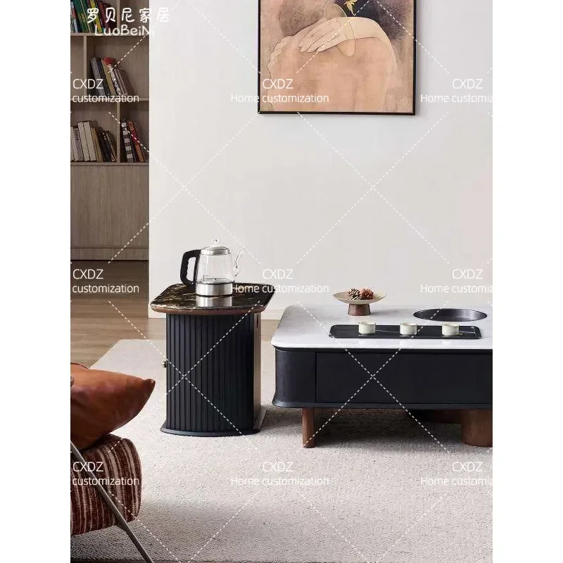 Natural Stone Kung Fu Tea Table with Integrated Storage Multifunctional Tea Making Station for Living Room Small Apartment