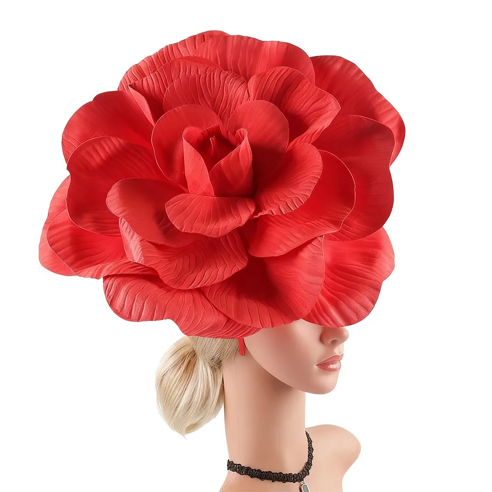 

Fashion Exaggerated Hair Band Large Flower Hair Clip Prom Headpiece Hat Headdress Women