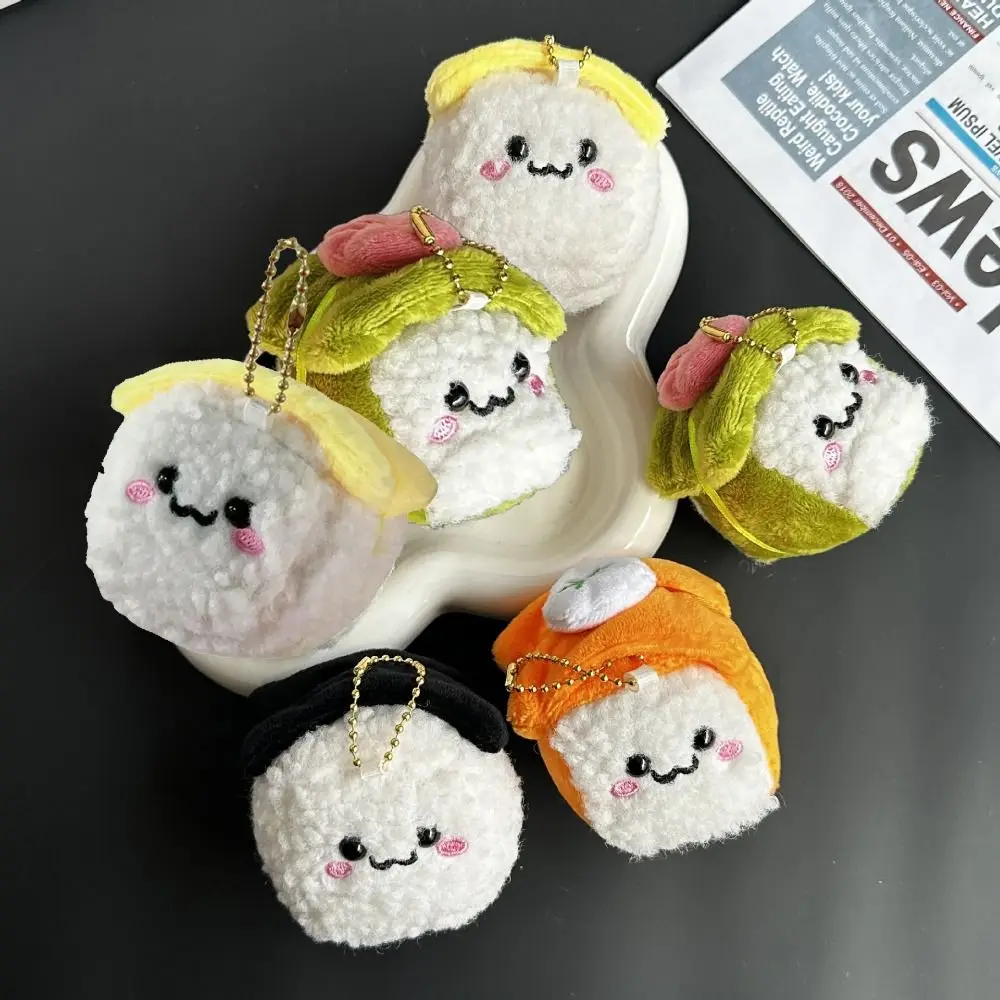 Cute Expression Plush Sushi Keychain Bag Decoration Stuffed Doll Sweet Eel Cucumber Sushi Cartoon Plush Doll Sushi Plush Pendant