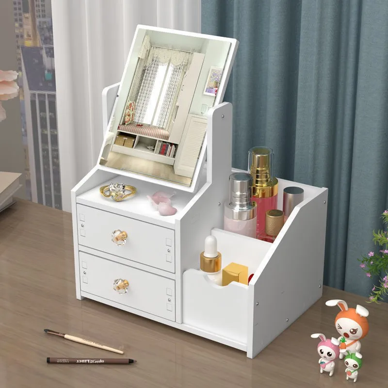 Nail Art Storage Makeup Mirror Shelf Desktop Cosmetics Storage Box Desktop Drawer Jewelry Box Skin Care Mask Lipstick