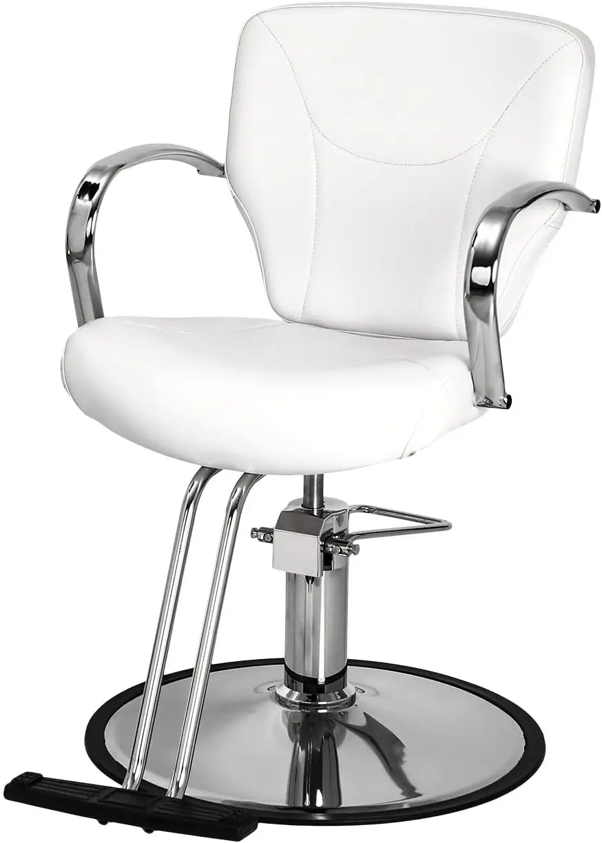 Buy-Rite Arctic Styling Chair For Professional Salons And Spas, Sleek European Modern Design, Chrome Armrests, T-Shaped