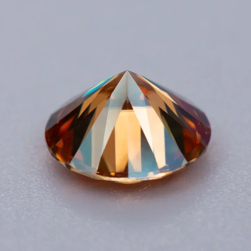 Moissanit-Stein, runder Schliff, orange Farbe, VVS1, für Edelsteinanhänger, Perlen, hochwertige Schmuckherstellungsmaterialien mit Zertifikat – Detail 5