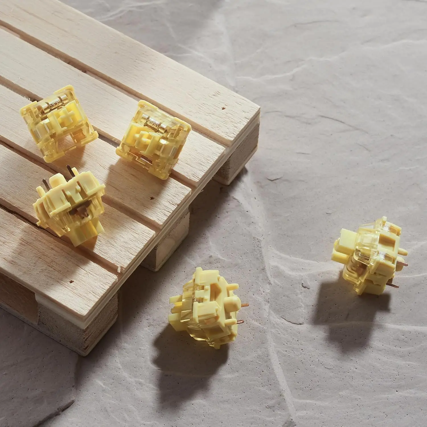 Akko-V3 Creamy Yellow Pro Keyboard Switch com Dustproof Stem, Teclado Gaming Mecânica, 5-Pin Switches Lineares, 50g, 45Pcs