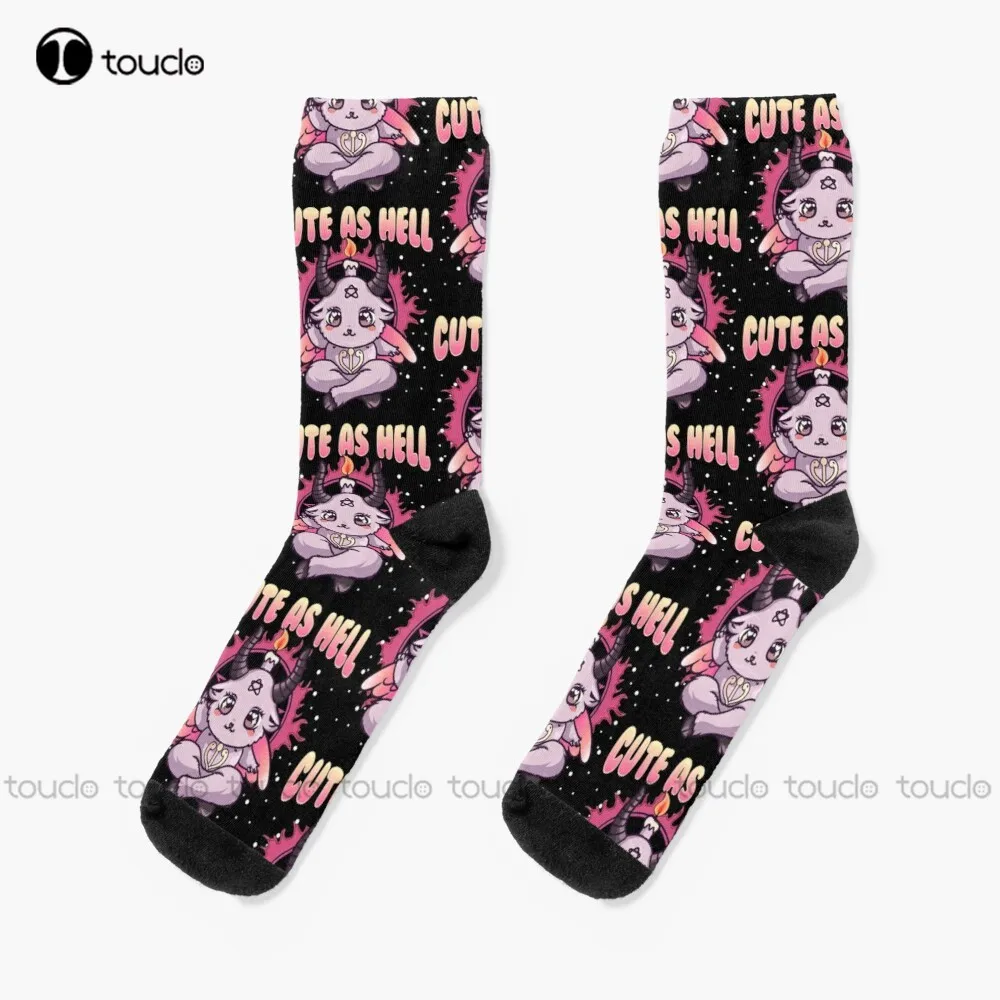 

Kawaii Baphomet Cute As Hell Satanic Goat Pun Socks White High Socks 360° Digital Print Comfortable Best Girls Sports Funny Gift