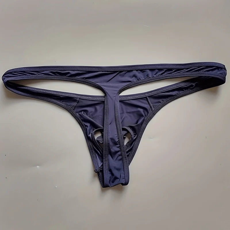 ثونغ طائرة مثيرة للرجال، ملابس داخلية منفصلة رصاصة، سراويل T من الحرير الجليدي للرجال #6