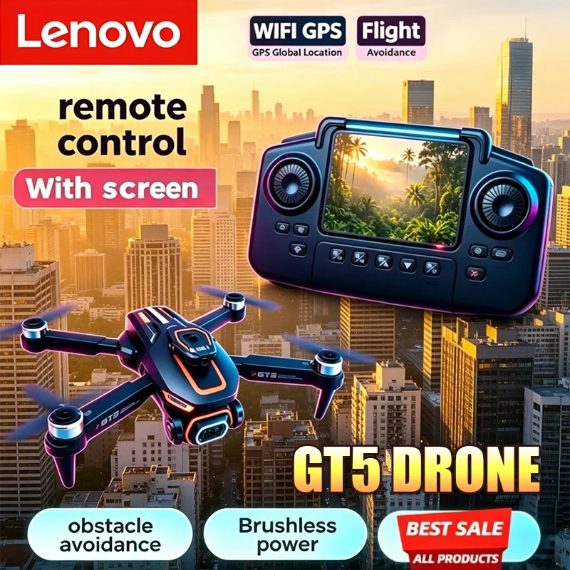 

Lenovo GT5 Mini Drone 4K with Screen Brushless Professional 8K HD Camera RC Optical Flow Quadcopter Obstacle Avoidance Toys