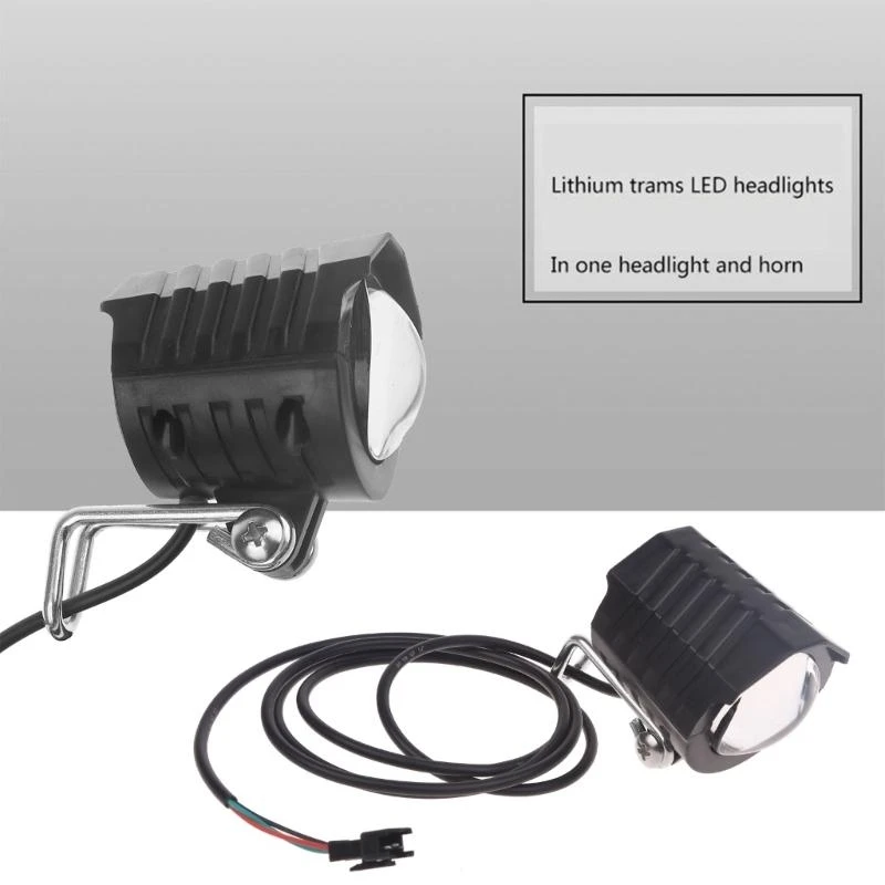 547B Electric Bike LED Headlight Bike Front Light with Horn for Night Riding Waterproof Bicycles Light for E Scooter
