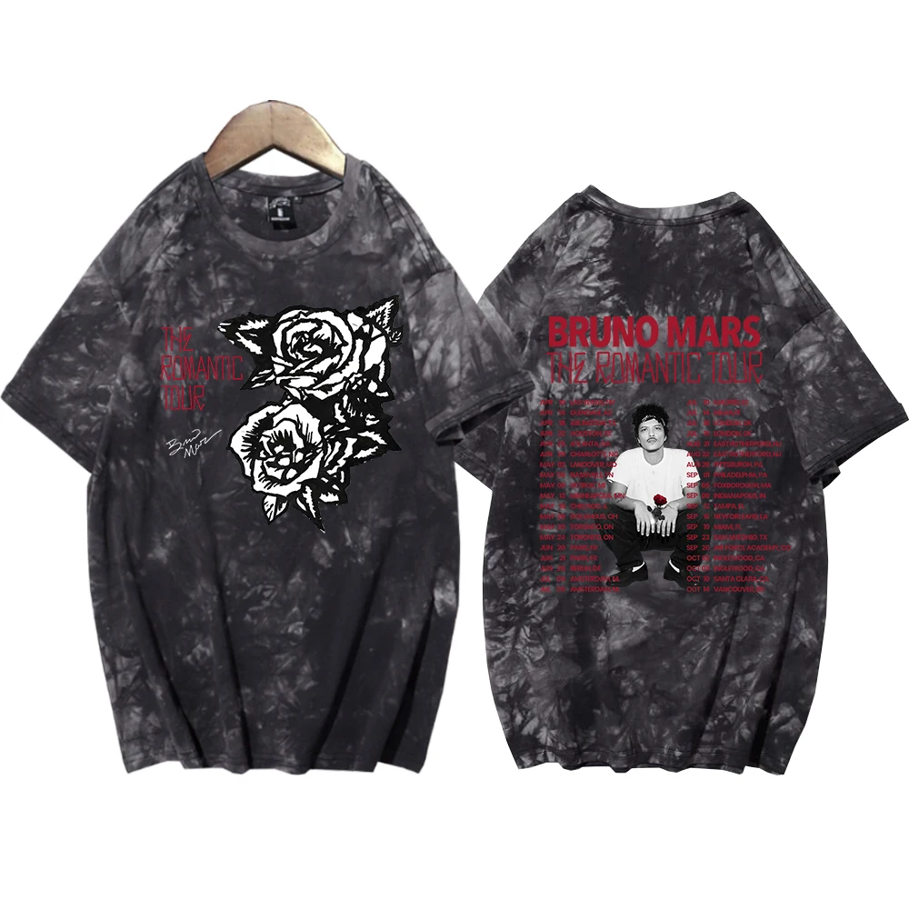 2026 The Romantic Tour Bruno Mars T-shirt Man Woman Harajuku Tie Dye O-neck Casual Shirt Tops