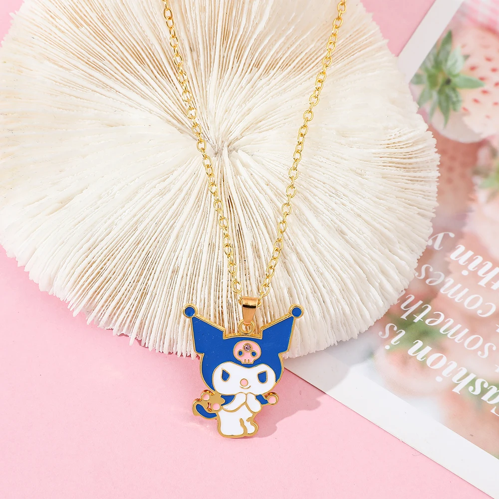 Sanrio Anime Kuromi Cute Dark Girl Hot Girl Harajuku Style Girlfriend Gift Anime Around Lolita Jk Style Metal Necklace Jewelry