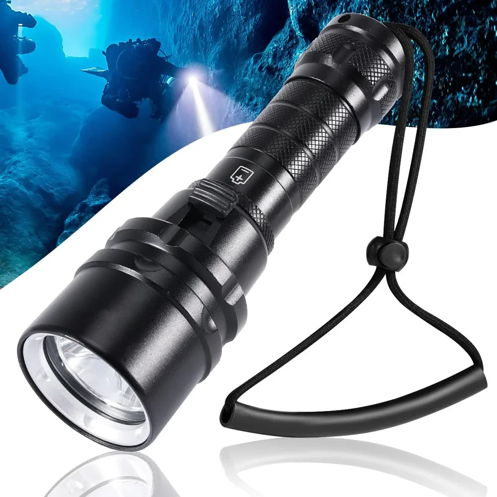 Scuba Diving Flashlight 2000 Lumens IPX8 Waterproof Underwater Aluminium Alloy Dive Torch With Charger Battery Mini Diving Light