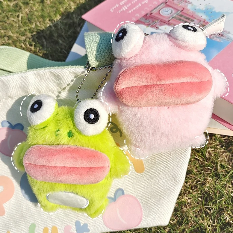 Cute Sausage Mouth Frog Key Chain Cartoon Plush Doll Pendant Couple Key Ring Backpack Charms Car Bag Decor Christmas Gift