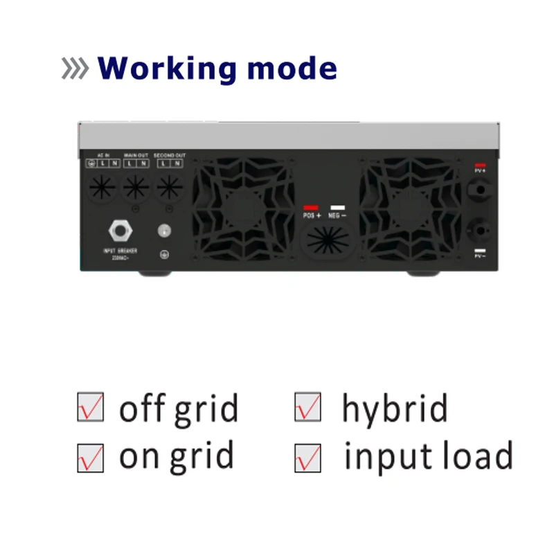 Grid-Tie 6200W 48V On/Off Grid Solar Inverter with 120A Solar Controller RGB Lingthing,90-500vdc PV Input Work without Battery