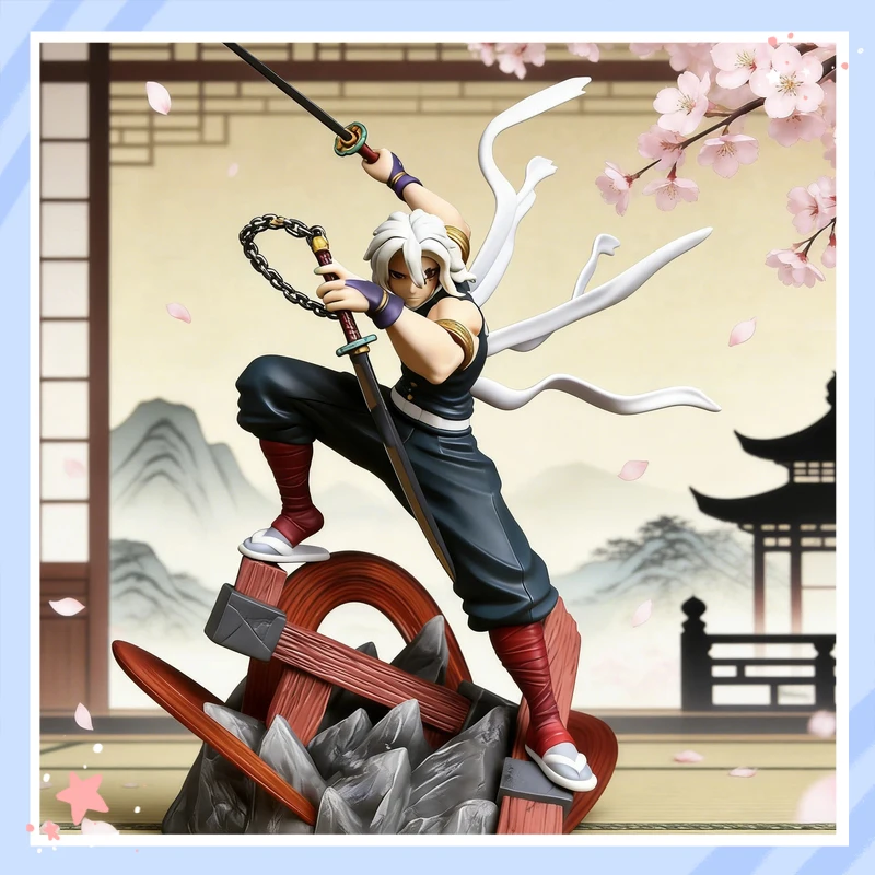 

Demon Slayer Sound Hashira Tengen Uzui GK Figure Double Head Sculpture Battle Pose Anime Action Statue Collectible Decoration