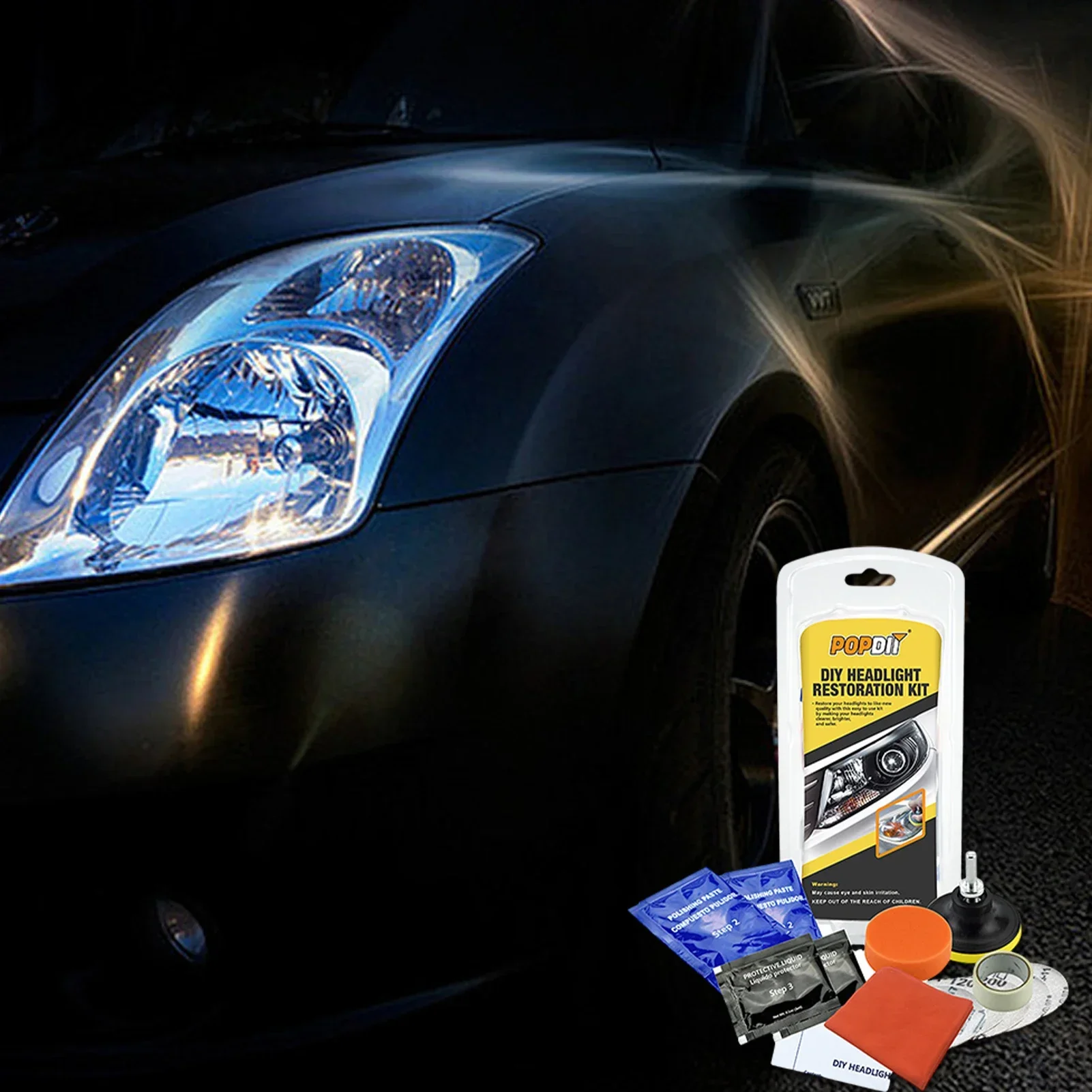 Car Headlight Restoration Kit Brightener Headlamp Scratch Repair Liquid Paste Light Lens Polisher Cleaning Paste Refurbish Tool