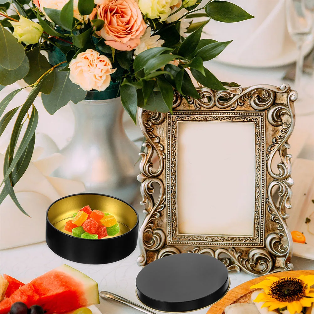 

8Pcs Round Tinplate Box Mini Storage Tin for Candles Balms Small Items Decorative and Organized Round Tinplate Box