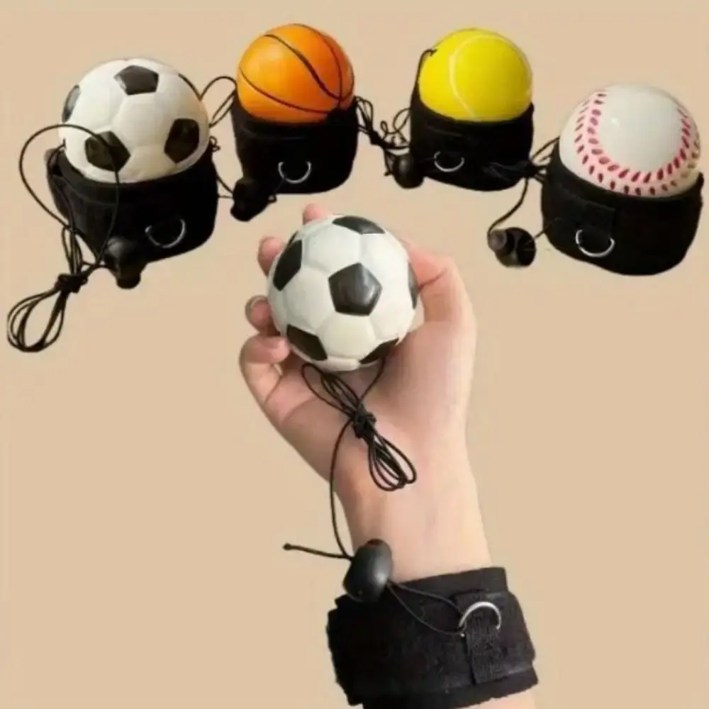 On String Elastic Bouncing Return Ball Hand Ball Game Boring Hand Rebound Ball Baseball Tennis Bouncy Ball With Elastic Strap