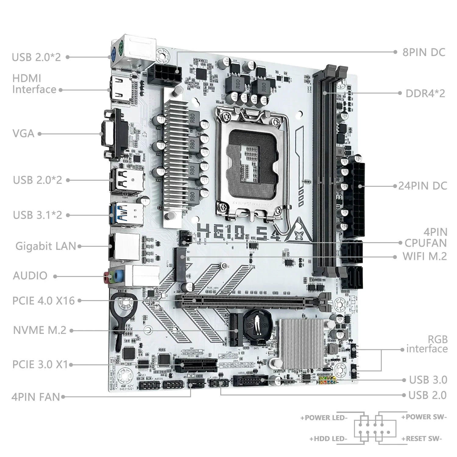 MACHINIST H610 S4 DDR4 MATX Motherboard Support12 13 14 Gen H610