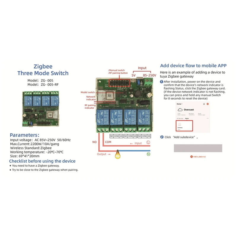 4-kanałowy moduł inteligentnego przełącznika Tuya ZigBee RF433 inteligentna automatyka domowa DIY wyłącznik bezprzewodowy przekaźnik sterowanie głosem